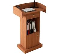 MJMLUCK Lectern Podium Stand, Host Wood Podium, Multifunction Floor Lectern Podium Stand with Drawer, Podium Standing Desk for Classroom Auditorium Church Office,B (C)