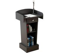 MJMLUCK Lectern Podium Stand, Wooden Podium, Lectern Podium Stand, with Shelves and Drawer Lecture Speech Teach Platform for Classroom Church Or Ceremony Muti-Purpose