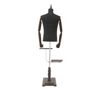 MJMLUCK Male Mannequin Torso Body, with Flexible Solid Wood Arm, 27.56"-51.18" Height Adjustable Manikin with Detachable Shoe Holder Pants Rack, for Clothing Stores, Jewelry Store (Dark Grey,