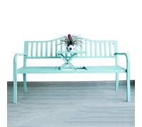 MJMLUCK Park Bench, Garden Bench with Pullout Middle Table, Outdoor Metal Benches with Backrest and Armrests, Park Bench Outdoor Furniture for Porch, Deck, Park, Yard, Entryway, Path (Color : Black