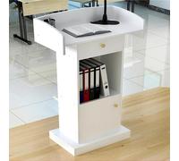 MJMLUCK Podium Stand, Portable Solid Wood Podium Pulpit for Church, Church Lecterns & Podiumsw with Microphone Holder, Lectern Stand with With Storage Cabinet Drawer and Open Storage Area (Color :