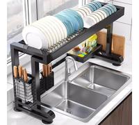 MJMLUCK Single layer dish racks for drainers rack, Space-Saving kitchen sink the over counter dishrack, Large capacity over the sink dish drying rack, For storage and organization. (76cm)