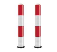 MJMLUCK Solar Safety Bollard with Intelligent Photosensor, Steel Pipe Bollard Post with LED, Night Reflective Design, Parking Barrier, for Traffic-Sensitive Area, Traffic Control(Red (1pcs),80cm/31.