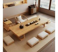 MJMLUCK Solid Wood Japanese Tea Table, Japanese Tatami Floor Table with Live Edge, Low Table for Sitting on The Floor, for Dinning Tea Room, Zen Living Room (160 * 60 * 35cm/63 * 24 * 14in)