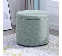 MJMLUCK Storage Round Pouffe Stool,Ottoman Footstool,Dressing Table Stool Change Shoe Footrest Removable Lid for Living Room Bedroom,Sky Blue-L (Mint Greens Large)