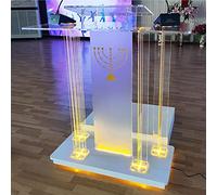 MJMLUCK The Church LED Podium, Large Rolling Church Podium, Luxurious Golden Acrylic Podium, Church Vertical Reading Platform, Priest and Priest Speech Hall,A