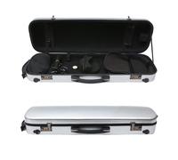 MJMLUCK Violin Case 4/4 Full Size Carbon Fiber- Waterproof Hard Shell Violin Case with Hygrometer, Extra Storage, Combination Lock & Plush Interior Lightweight (Silver with Password Lock)