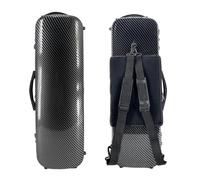 MJMLUCK Violin Case Secure Password Lock 4/4 Full Size Carbon Fiber Rectangular Lightweight,Hard Case with Detachable Music Sheet Bag Backpack-Style Shoulder Straps Hygrometer (Silver) (Black)