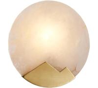 MJMLUCK Wall Light Wall Sconce Light Fixture Wall Lamp Round White Alabaster Modern Gold Natural Stone Bathroom Vanity Hardwired Indoor Brass for Bedroom Bedside Living Room Stair Hal