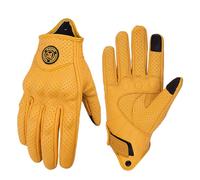 mjmoto Yellow Classic Goat Leather Motorcycle Gloves with Hole Summer Cycling Bicycle Riding Gloves for Motorcyclist Protective Gloves (Yellow_Hole, XXL)