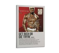 MJNAKGWR Get Rich Or Die Tryin' by 50 Cent Poster Vintage Wall Art Canvas Aesthetic Posters Music And Movies Decor Painting for Living Room Bed Room 08x12inch(20x30cm) Frame-style