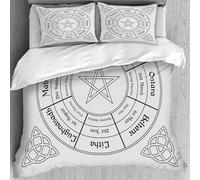 MJNLYDAO Bedding duvet set Reversible soft print set Hypoallergenic glue cover Bedding kit with 2 pillowcases,Wheel of the year p. Wiccan calendar. Vector illustration,200x228cm