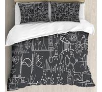 MJNLYDAO Bedding duvet set Reversible soft print set Hypoallergenic glue cover Bedding kit with 2 pillowcases,Vector seamless pattern with sketch elements related to science or educatio,200x228cm