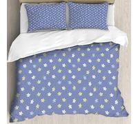 MJNLYDAO Bedding duvet set Reversible soft print set Hypoallergenic glue cover Bedding kit with 2 pillowcases,Floral,White and Yellow Cute Small Daisy Flowers Spring Garden Theme,Light,228x264cm