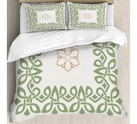 MJNLYDAO Bedding duvet set Reversible soft print set Hypoallergenic glue cover Bedding kit with 2 pillowcases,Celtic,Nostalgic Celtic Art Inspired Square Shape e Print with A Flower in,228x264cm