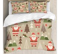 MJNLYDAO Bedding duvet set Reversible soft print set Hypoallergenic glue cover Bedding kit with 2 pillowcases,Cute santa claus and pine tree seamless pattern for christmas holidays.,228x264cm