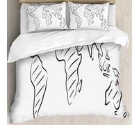 MJNLYDAO Bedding duvet set Reversible soft print set Hypoallergenic glue cover Bedding kit with 2 pillowcases,Wanderlust, Illustration of a draft sketch of the world map in a drawing ef,200x228cm