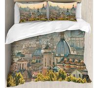 MJNLYDAO Bedding duvet set Reversible soft print set Hypoallergenic glue cover Bedding kit with 2 pillowcases,City, view of Rome from Castel SantAngelo Italy historic landmark of Vatica,228x264cm