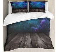MJNLYDAO Bedding duvet set Reversible soft print set Hypoallergenic glue cover Bedding kit with 2 pillowcases,Galaxy, view of the outer space from the rustic blue stellar nebula bridge,228x264cm