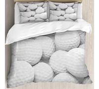 MJNLYDAO Bedding duvet set Reversible soft print set Hypoallergenic glue cover Bedding kit with 2 pillowcases,Golf balls pile group closeup isolated on white. 3d illustration,228x264cm