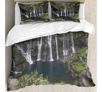 MJNLYDAO Bedding duvet set Reversible soft print set Hypoallergenic glue cover Bedding kit with 2 pillowcases,Grand Galet waterfall in Langevin Reunion Island Mascareignes Islands Grand,228x264cm