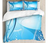 MJNLYDAO Bedding duvet set Reversible soft print set Hypoallergenic glue cover Bedding kit with 2 pillowcases,Dragonfly,Underwater Sea Life with Coral l with Flying,228x264cm