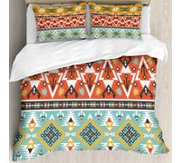 MJNLYDAO Bedding duvet set Reversible soft print set Hypoallergenic glue cover Bedding kit with 2 pillowcases,Tribal,Love and Adventure Abstract Mountains Pattern with Aztec Ethnic Art,200x228cm