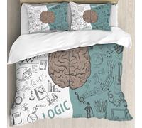 MJNLYDAO Bedding duvet set Reversible soft print set Hypoallergenic glue cover Bedding kit with 2 pillowcases,Creative brain Idea. Vector concept. Left and right brain functions Human b,228x264cm