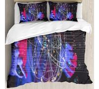 MJNLYDAO Bedding duvet set Reversible soft print set Hypoallergenic glue cover Bedding kit with 2 pillowcases,touching global network and data exchanges over the world 3D rendering,200x228cm