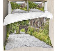 MJNLYDAO Bedding duvet set Reversible soft print set Hypoallergenic glue cover Bedding kit with 2 pillowcases,Beddgelert Town in Snowdonia NP Wales UK,228x264cm