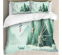 MJNLYDAO Bedding duvet set Reversible soft print set Hypoallergenic glue cover Bedding kit with 2 pillowcases,Giant rice dumplings mountain upon the river dragon boat festival written i,228x264cm