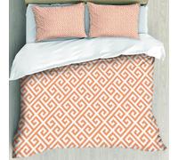 MJNLYDAO Bedding duvet set Reversible soft print set Hypoallergenic glue cover Bedding kit with 2 pillowcases,Greek key, antique labyrinth motifs in checked pattern green and white (2),228x264cm