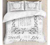 MJNLYDAO Bedding duvet set Reversible soft print set Hypoallergenic glue cover Bedding kit with 2 pillowcases,Gothic e or magic border with angel and demons heaven and hell religious ba,228x264cm