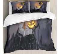 MJNLYDAO Bedding duvet set Reversible soft print set Hypoallergenic glue cover Bedding kit with 2 pillowcases,Children have nightmares on Halloween night.digital paining,228x264cm