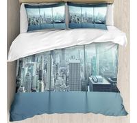 MJNLYDAO Bedding duvet set Reversible soft print set Hypoallergenic glue cover Bedding kit with 2 pillowcases,Aerial View of A Big Crowded Modern City from The Office New York Buildings,228x264cm