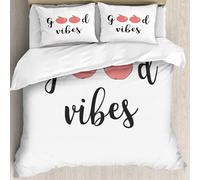 MJNLYDAO Bedding duvet set Reversible soft print set Hypoallergenic glue cover Bedding kit with 2 pillowcases,Good vibes, sweet s, cartoon fruits, being healthy, going vegan, eating cle,228x264cm