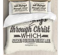 MJNLYDAO Bedding duvet set Reversible soft print set Hypoallergenic glue cover Bedding kit with 2 pillowcases,Bible lettering. Christian art. I can do all things through Christ which st,228x264cm