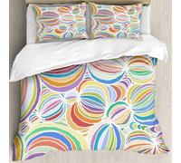 MJNLYDAO Bedding duvet set Reversible soft print set Hypoallergenic glue cover Bedding kit with 2 pillowcases,Vector doodle outline abstract ornamental ball stripe background. Funky bac,200x228cm