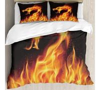 MJNLYDAO Bedding duvet set Reversible soft print set Hypoallergenic glue cover Bedding kit with 2 pillowcases,Flame Flame Texture For Strange Shape Fire Background Flame meat that is bu,228x264cm