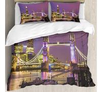 MJNLYDAO Bedding duvet set Reversible soft print set Hypoallergenic glue cover Bedding kit with 2 pillowcases,View of Tower Bridge in the evening - London,200x228cm