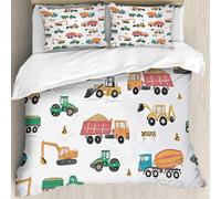 MJNLYDAO Bedding duvet set Reversible soft print set Hypoallergenic glue cover Bedding kit with 2 pillowcases,Construction machines building hand drawn doodle cartoon seamless pattern,228x264cm