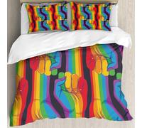 MJNLYDAO Bedding duvet set Reversible soft print set Hypoallergenic glue cover Bedding kit with 2 pillowcases,BLM Fist in Colour Pattern,228x264cm