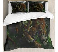 MJNLYDAO Bedding duvet set Reversible soft print set Hypoallergenic glue cover Bedding kit with 2 pillowcases,Ginger werewolf with magic in a graveyard,228x264cm