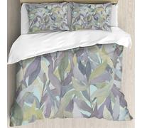 MJNLYDAO Bedding duvet set Reversible soft print set Hypoallergenic glue cover Bedding kit with 2 pillowcases,watercolor twigs with leaves on a colored background ve,200x228cm