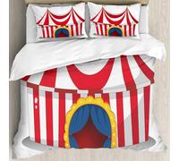 MJNLYDAO Bedding duvet set Reversible soft print set Hypoallergenic glue cover Bedding kit with 2 pillowcases,Circus Decorations, Retro Circus Illustration with Flag Nostalgic Fun Festi,228x264cm