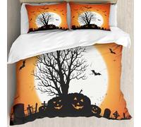 MJNLYDAO Bedding duvet set Reversible soft print set Hypoallergenic glue cover Bedding kit with 2 pillowcases,Death Tree under the moon Spooky Forest And Graveyard Halloween Background,228x264cm