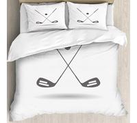 MJNLYDAO Bedding duvet set Reversible soft print set Hypoallergenic glue cover Bedding kit with 2 pillowcases,Club Putter Golf Ball Clubs Drop Shadow Sports Recreation Badge Black Compe,228x264cm