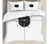 MJNLYDAO Bedding duvet set Reversible soft print set Hypoallergenic glue cover Bedding kit with 2 pillowcases,Black and White, Target Numbers and Bullet Holes Shooting Polygon Gun Train,228x264cm