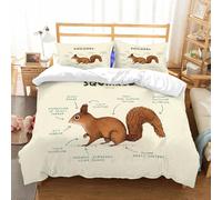 MJNLYDAO Bedding duvet set Reversible soft print set Hypoallergenic glue cover Bedding kit with 2 pillowcases,Diagram showing different parts of squirrel illustration,228x264cm