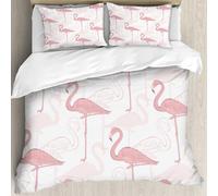 MJNLYDAO Bedding duvet set Reversible soft print set Hypoallergenic glue cover Bedding kit with 2 pillowcases,Flamingo, flamingos, pattern, vacation, jungle, hawaii, wildlife, illustrat,228x264cm
